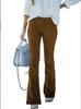 Amazon transfronterizo otoño e invierno mujeres color liso cintura alta ajustados micro acampanados pantalones pana cintura elástica casual fabricantes