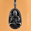 Collar Colgante Buda Ardiente del Zodiaco de Obsidiana Natural Estilo Nacional Ocho Diosas Protectoras Colgante para Hombres y Mujeres
