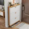 Armário de Sapatos Ultrafino para Entrada de Casa, Armário de Entrada de Parede com Porta Basculante, Sapateira Estreita para Sala de Estar de Apartamento Pequeno com Pés de Madeira Maciça, Atacado