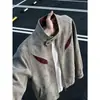 Chaqueta de Cuero para Motociclista con Tie-dye Americano Abrigo Hombre Otoño Oversize Hombro Recto Corte Limpio Corto Cuello Alto Chaqueta de Béisbol