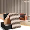 Painel Acústico de Fibra de Poliéster com Listras Verticais 3D Tipo Autoadesivo Painel Acústico Decoração de Parede de Fundo Interna Material de Isolamento Acústico