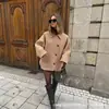 Moda Urbana Americana Transfronteriza Otoño e Invierno Chaqueta Abrigo Corto Holgado de Mezcla de Lana con Solapa de Manga Larga 8353/724
