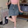 Saia jeans de cintura alta azul vintage feminina 2024 verão novo design sentido nicho slim saia de quadril em linha A