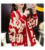 Cárdigan Oversize Bordado de Moda para Mujer, Nuevo Estilo Otoño/Invierno 2026, Suéter de Punto Holgado Estilo Perezoso con Letras para Mujer