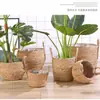 Maceta Tejida de Paja Nórdica Cesta de Flores Mimbre Tejido de Ratán Portátil Tejido Creativo Maceta para Potos Arreglo Floral Planta Verde Maceta Pastoral Decoración del Hogar