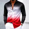 Camisa Brillante de Manga Larga para Hombre Otoño Primavera Camisa de Moda Degradada Ropa de Hombre Casual de Negocios Tallas Grandes Venta al por Mayor Transfronteriza