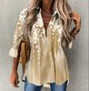 Entrega Mismo Día, Camisas Europeas y Americanas Transfronterizas de Mujer en Stock en Amazon, Nuevas Camisas de Manga Larga Estampado Floral Talla Grande