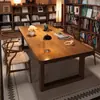 Mesa de computador longa de madeira maciça, mesa para casa, mesa de estudo de escritório para duas pessoas, mesa grande para recepção, negociação e escrivaninha
