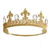 Coroa estilo barroco retrô europeu e americano com ponta dourada e formato preto, grande cristal e coroa completa com diamante