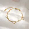 Pulsera Retro Francesa Transfronteriza de Acero Inoxidable con Diseño de Corazón, Estrella de Mar y Perla, Elegante Joyería de Pulsera de Cadena