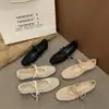 Zapatos Mary Jane Planos de Malla con Encaje, Punta Cuadrada, Correa con Lazo y Lunares para Mujer, Versátiles, Colección Primavera 2026