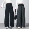 Pantalones de Pierna Ancha de Cintura Alta para Mujer de Otoño Adelgazantes con Caída Sueltos Rectos Casuales 2026 Tallas Grandes Versátiles para Ir al Trabajo Color Sólido