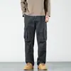 Pantalones cargo de camuflaje verde militar multibolsillos de alta calle americana para hombre, marca de moda Otoño 2026, holgados, pierna ancha, retro, rectos, casuales