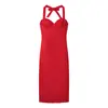 Vestido Bodycon Sexy de Nova Moda Transfronteiriço com Decote Halter Costas Abertas Cintura Marcada Elegante Longo Slim Moda Europeia e Americana para Mulheres