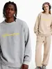 Moletom de Algodão Pesado para Casais, Corte Amplo, Gola Redonda, Pulôver sem Capuz, Versátil, Quente, Blusa Estampada para Outono e Inverno
