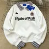 Sudadera Oversize Patchwork Falsa de Dos Piezas, Marca Trendy Personalizada para Hombres y Mujeres, Top Casual Retro Holgado para Otoño e Invierno