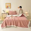 Manta jacquard de gofre de doble cara de forro polar para comercio exterior transfronterizo, manta de lana de cordero, manta casual multifuncional, manta para sofá de oficina