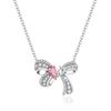 Star City Original S925 Silver Dream Girl Love Bow Colar Colar de Clavícula Doce Estilo Colar de Zircão