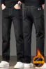 Nuevos Jeans para Hombre Otoño e Invierno 2026 con Forro Polar, Engrosados, Bordados, de Alta Gama, Corte Ajustado, Elásticos, Marca de Moda, Pantalones Largos