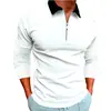 Camiseta Masculina Casual de Manga Longa Estação Independente Europeia e Americana Manga Curta Estampada Slim Fit Zíper Gola Lapela Pulôver Camisa Polo