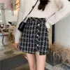 145 Cintura Alta Estilo Pequeño Fragante Línea A Cuadros Cubre Cadera 150 Tweed Media Longitud Minifalda para Mujer Talla XS Otoño e Invierno Falda Grande