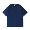 Almacén de Yiwu, camiseta blanca de algodón peinado de 210 g, manga corta, 100% algodón, corte holgado, algodón puro, manga corta, texto impreso, logo personalizado