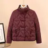 Chaqueta corta de algodón con relleno de plumas para mujer, nuevo estilo coreano, otoño e invierno, alta compatibilidad con la piel, abotonada, abrigo de algodón holgado y moderno para madres