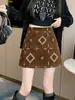Saia de camurça com lantejoulas da moda para mulheres, nova saia justa bodycon de outono, elegante saia midi estilo Chanel A14077
