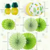 Decoración de Fiesta de Piña Hawaiana Verano Cumpleaños Tema Diseño Linterna de Papel Piña Panal Ventilador de Papel Colgante Flor