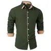 Camisa de Cuatro Lados Lista para Usar Transfronteriza para Hombre Casual de Negocios Manga Larga Venta Caliente Transfronteriza Color Sólido Talla Europea