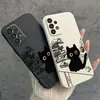 Funda de Teléfono de Dibujo a Línea Negro de Gato de Dibujos Animados para Samsung S23Fe con Cortes Precisos, Cobertura Total, Resistente a Rayones, Soporta Personalización