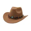 Sombrero de Vaquero Occidental Nuevo Europeo y Americano Sombrero de Jazz de Lana Estilo Étnico para Hombres y Mujeres Sombrero de Ala Ancha Sombrero de Fieltro Otoño e Invierno