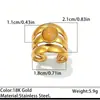 Anillo Transfronterizo Europeo y Americano de Acero de Titanio Piedra Natural Estilo Nicho de Alta Gama Acero Inoxidable Abierto Ajustable Anillo de Dedo Resistente al Desgaste Joyería de Mano al por Mayor