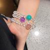 Pulsera de Cristal Amatista Blanca Natural Vitrificado Piedra Tianhe Cristal de Fresa Diseño de Múltiples Círculos Pulsera