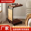 Mesa de Café Mini Pequeña Simple para Dormitorio Mesita de Noche Pequeña Mesa Lateral Desmontable para Sala de Estar Sofá Mesa de Té con Ruedas