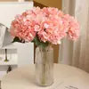Hortensia Simulada de 2 Hojas Rama Única Tela de Seda Arreglo Floral Grande de Hortensia Decoración de Hotel Accesorios para Fotografía de Bodas Flor Artificial al por Mayor