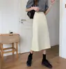 Falda Larga Negra de Cintura Alta con Abertura Otoño Invierno Otoño de Longitud Media para Mujer Verano Falda de Línea A para Cadera Falda Larga Falda