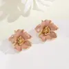 Pendientes de Flor Plegada con Goteo de Aceite de Moda Coreana para Mujer, Elegantes, de Alta Gama, Sencillos, Pendientes y Pendientes S925 al por Mayor