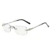 Óculos Fotocromáticos Sem Aro com Entalhes Vintage, Óculos Protetores Versáteis da Moda com Lentes Lisas Sem Grau, Óculos de Leitura Antiluz Azul de Alta Definição na Moda