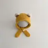 Chapéu de Lã Tricotado à Prova de Vento Quente para Bebê com Proteção de Orelha Unissex Chapéu Cachecol Integrado Temporada Outono Inverno