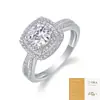 Bolsa Cuadrada Gruesa de Temperamento Anillo Dulce Femenino No se Desvanece Venta Caliente Transfronteriza Anillo de Moissanita de Plata S925 Lujo Ligero Alta Calidad