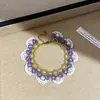 Colar de Renda Roxa com Contas e Pérolas, Corrente para Clavícula Estilo Nicho de Luxo Leve, Colar Estilo Férias para Mulheres