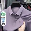 Camisa Polo de Manga Corta Transfronteriza para Hombre, Nuevo Estilo de Verano Ropa para Hombre, Camiseta de Color Sólido para Mediana Edad y Mayores, Exportación de Seda
