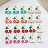 Acessórios para Joias DIY Estilo Coreano, Mini Pingentes de Cereja Coloridos com Gotejamento de Óleo, Galvanizados a Vácuo para Pulseiras, Colares, Brincos e Pingentes