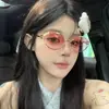 Gafas de Sol Redondas Estilo Hong Kong 2025 Nuevas Rosadas Degradadas para Mujer con Rostros Pequeños, Gafas de Sol de Moda con Forma Cóncava para Fotos, Protección UV