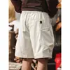 Shorts de trabajo blancos retro americanos para hombre, marca de moda de verano, bolsillos grandes, corte holgado, shorts casuales funcionales para exteriores para hombre