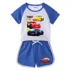 Roupa de Verão Nova Infantil para Menino Roupa de Duas Peças Casual Esportiva Shorts de Ciclismo Camiseta de Manga Curta Shorts