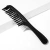 Peine de dientes dentados de doble fila peine de masaje peine para permanente cabello rizado peine de plástico negro salón de belleza belleza herramientas de belleza
