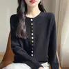 Nuevo Suéter Cardigan de Punto con Cuello Redondo para Mujer de Primavera y Otoño, Suéter de Terciopelo Andy con Botones de Colores, Dropshipping de Comercio Exterior