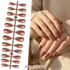 Manicura de Color Sólido Largo Uñas Portátiles Manicura de Gama Alta Uñas Postizas Forma de Almendra Brillantes Uñas Removibles Producto Terminado